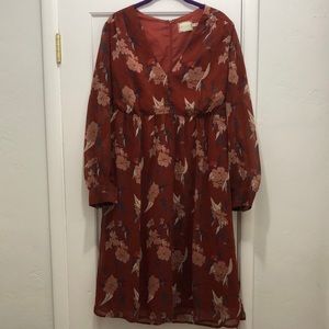 Anthropologie Eri + Ali floral burnt orange dress